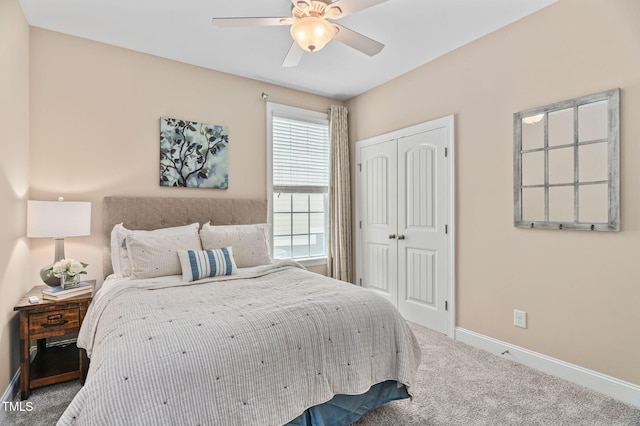 2712 Lake Waccamaw Trl, Apex, NC 27502 - carpeted bedroom featuring a closet and a ceiling fan