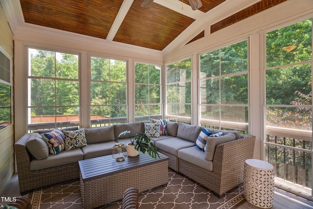 2712 Lake Waccamaw Trl, Apex, NC 27502 - sunroom / solarium with an outdoor hangout area and a ceiling fan