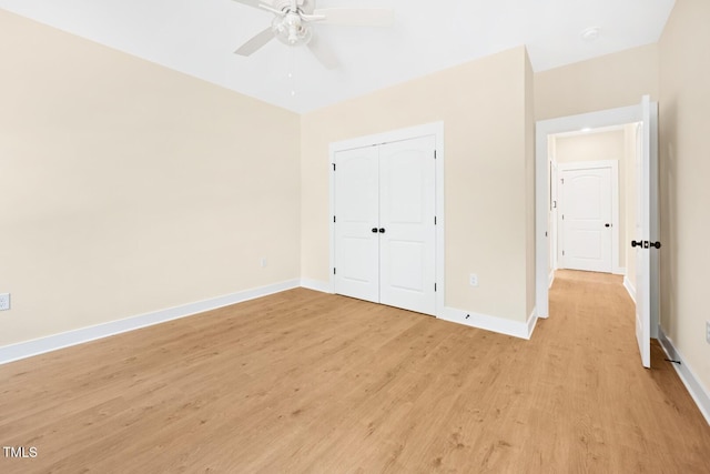 140 Purslane Dr, Franklinton, NC 27525 - unfurnished bedroom with light wood finished floors, a closet, and ceiling fan