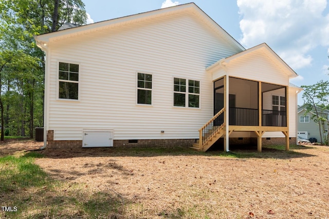 140 Purslane Dr, Franklinton, NC 27525 - rear view of property featuring crawl space and a sunroom