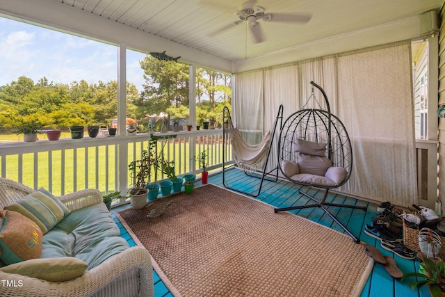 1824 Ferrell Meadows Dr, Zebulon, NC 27597 - sunroom featuring a ceiling fan