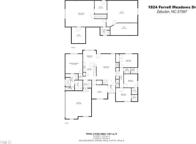 1824 Ferrell Meadows Dr, Zebulon, NC 27597 - view of room layout