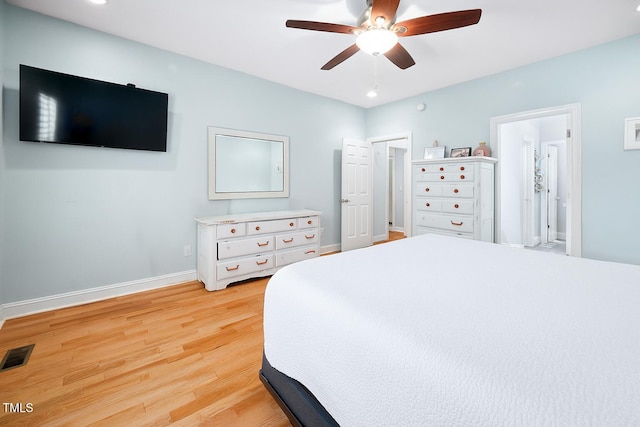 1824 Ferrell Meadows Dr, Zebulon, NC 27597 - bedroom featuring light wood-type flooring and ceiling fan