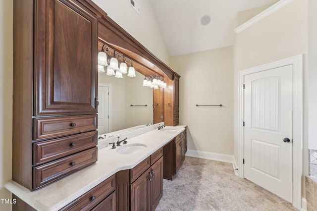 528 Bankhead Dr, Cary, NC 27519 - full bath with double vanity and lofted ceiling