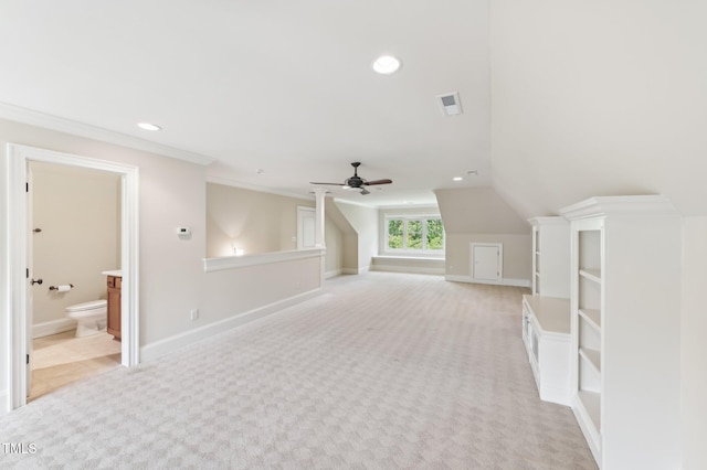 528 Bankhead Dr, Cary, NC 27519 - bonus room with ceiling fan, light colored carpet, and recessed lighting