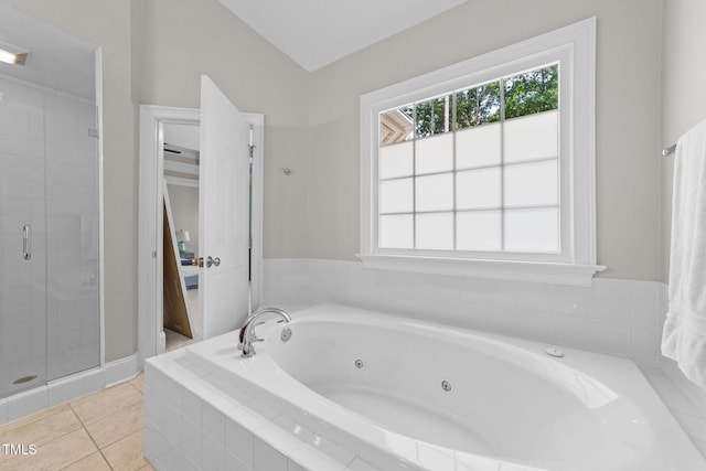 7908 Mayapple Pl, Raleigh, NC 27613 - full bath featuring a whirlpool tub, a stall shower, and tile patterned flooring