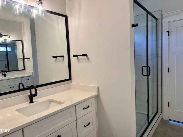 163 Noramac Ct, Selma, NC 27576 - full bathroom featuring a stall shower, vanity, and tile patterned flooring