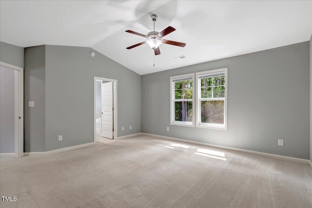 205 Willow Ridge Dr, Louisburg, NC 27549 - empty room with ceiling fan, lofted ceiling, and carpet floors