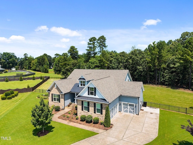 8713 Halsey Ln, Wake Forest, NC 27587 - craftsman inspired home featuring driveway, a standing seam roof, a metal roof, roof with shingles, and a garage