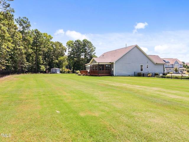 8713 Halsey Ln, Wake Forest, NC 27587 - view of yard with a shed and a wooden deck