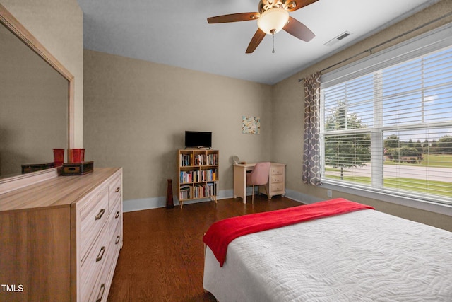 8713 Halsey Ln, Wake Forest, NC 27587 - bedroom with dark wood-type flooring and a ceiling fan