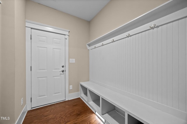 8713 Halsey Ln, Wake Forest, NC 27587 - mudroom with dark wood-style flooring and baseboards