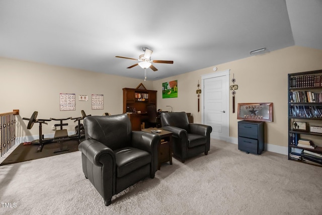 8713 Halsey Ln, Wake Forest, NC 27587 - living area featuring ceiling fan and light colored carpet