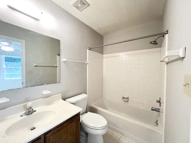 2206 Alpine Rd, Durham, NC 27707 - bathroom with vanity, shower / washtub combination, a textured ceiling, and tile patterned flooring