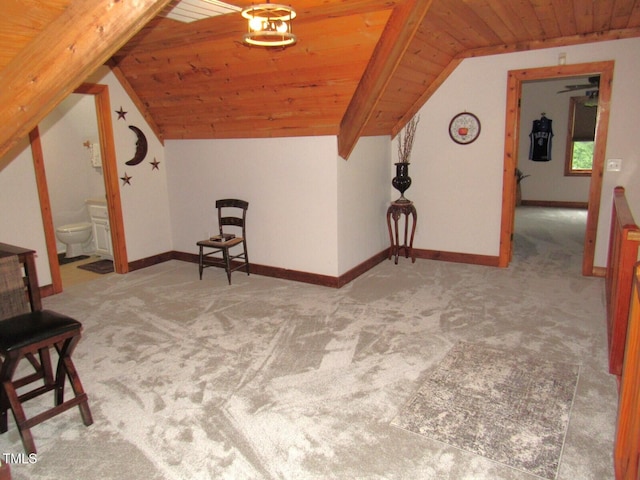 1159 Flemingtown Rd, Henderson, NC 27537 - additional living space featuring wooden ceiling, vaulted ceiling, and carpet