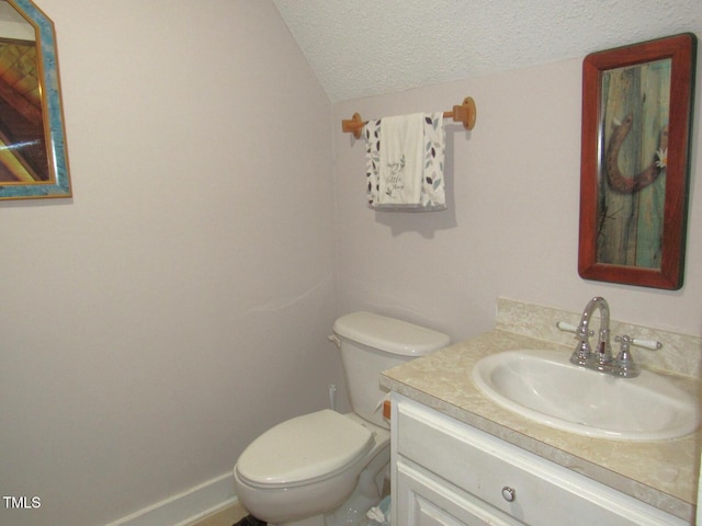1159 Flemingtown Rd, Henderson, NC 27537 - bathroom featuring vanity, a textured ceiling, and lofted ceiling