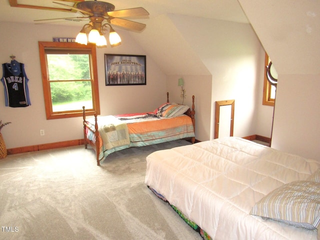 1159 Flemingtown Rd, Henderson, NC 27537 - carpeted bedroom featuring vaulted ceiling and ceiling fan
