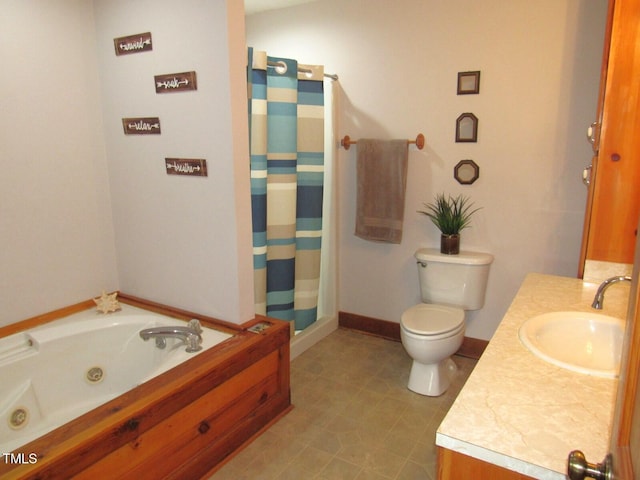 1159 Flemingtown Rd, Henderson, NC 27537 - full bathroom with vanity, a shower with curtain, and a whirlpool tub