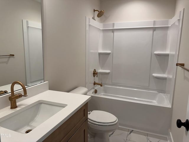 141 Noramac Ct, Selma, NC 27576 - bathroom featuring marble finish floors, vanity, and shower / washtub combination