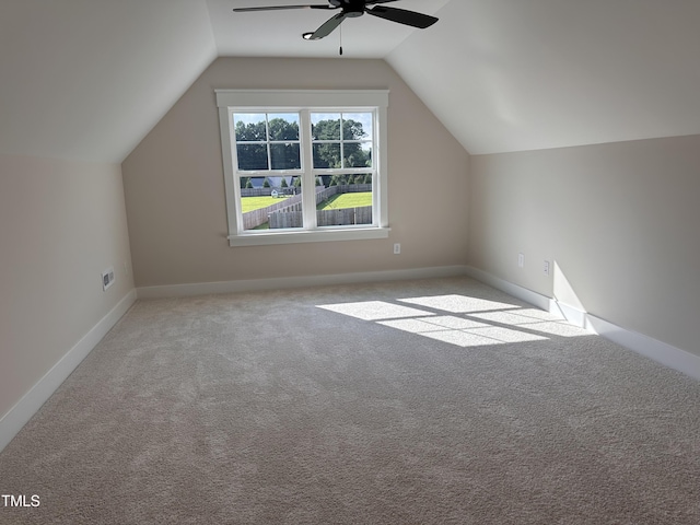 141 Noramac Ct, Selma, NC 27576 - additional living space with a ceiling fan, vaulted ceiling, and carpet