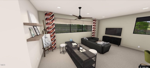 6804 Brixley Cir, Raleigh, NC 27614 - carpeted living area with plenty of natural light and ceiling fan