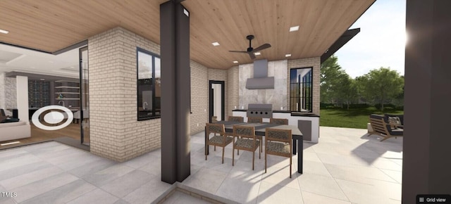 6804 Brixley Cir, Raleigh, NC 27614 - view of patio with outdoor dining space and ceiling fan