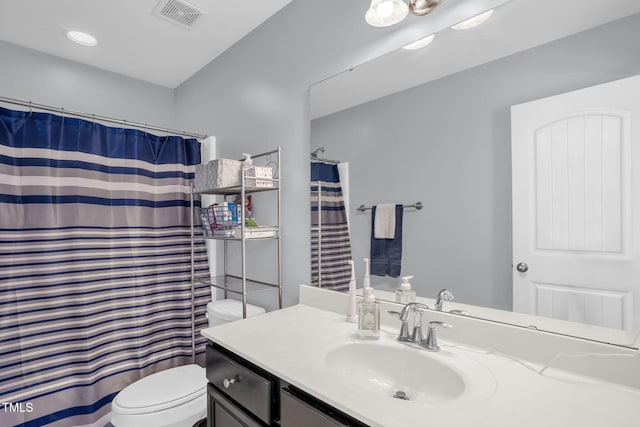 3716 Landshire View Ln, Raleigh, NC 27616 - bathroom with vanity, a shower with shower curtain, and recessed lighting
