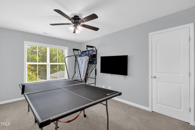 3716 Landshire View Ln, Raleigh, NC 27616 - recreation room with ceiling fan and carpet flooring