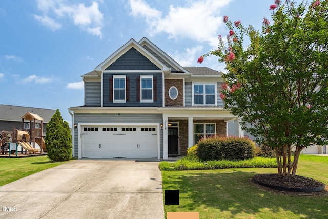 3716 Landshire View Ln, Raleigh, NC 27616 - craftsman inspired home with driveway, a garage, and a front lawn