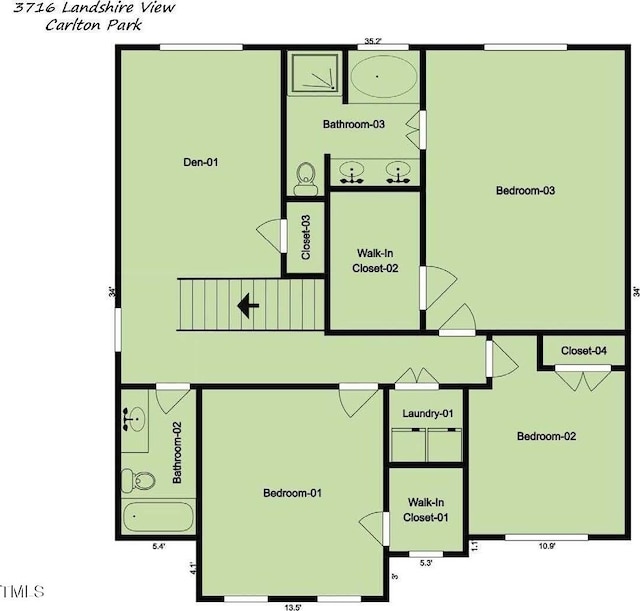 3716 Landshire View Ln, Raleigh, NC 27616 - view of property floor plan