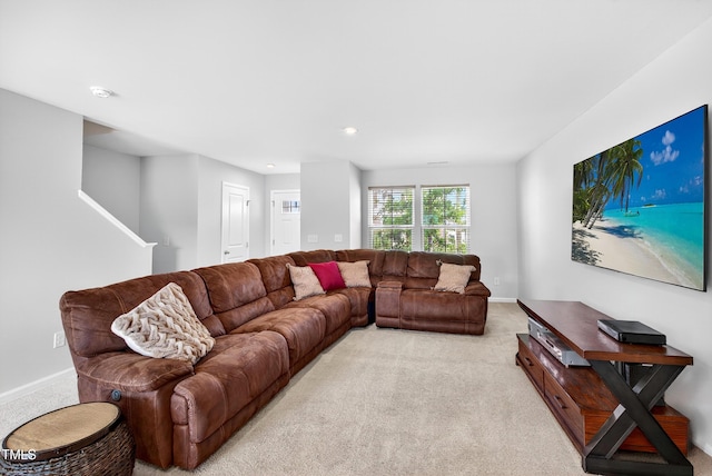 3 Windchime Ct, Durham, NC 27704 - living room featuring light carpet and recessed lighting