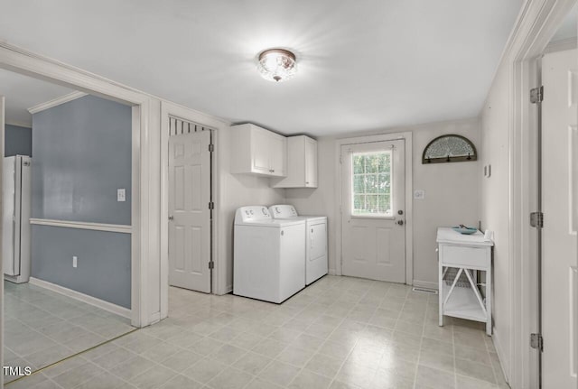 216 S Faison Ave, Faison, NC 28341 - laundry area with cabinet space, independent washer and dryer, and crown molding