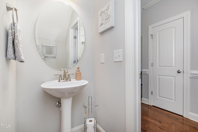 701 Laurel Spring Dr, Fuquay Varina, NC 27526 - bathroom featuring wood finished floors and baseboards
