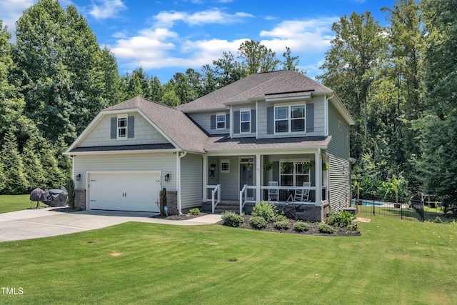 1725 River Club Way, Franklinton, NC 27525 - craftsman-style home featuring covered porch, concrete driveway, roof with shingles, and a garage