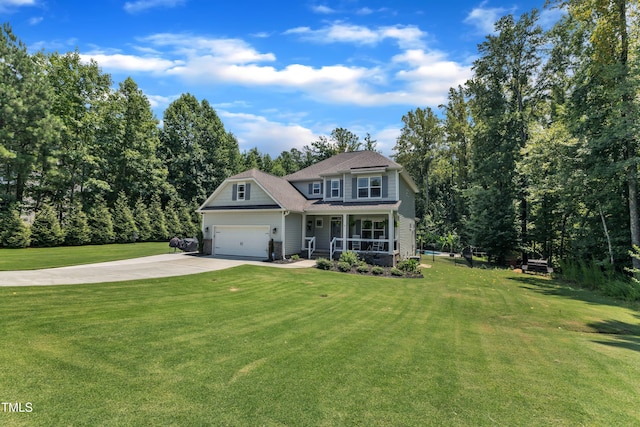 1725 River Club Way, Franklinton, NC 27525 - view of front of home with a porch, driveway, a front lawn, and an attached garage