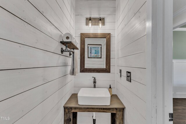 1725 River Club Way, Franklinton, NC 27525 - bathroom featuring wooden walls and crown molding