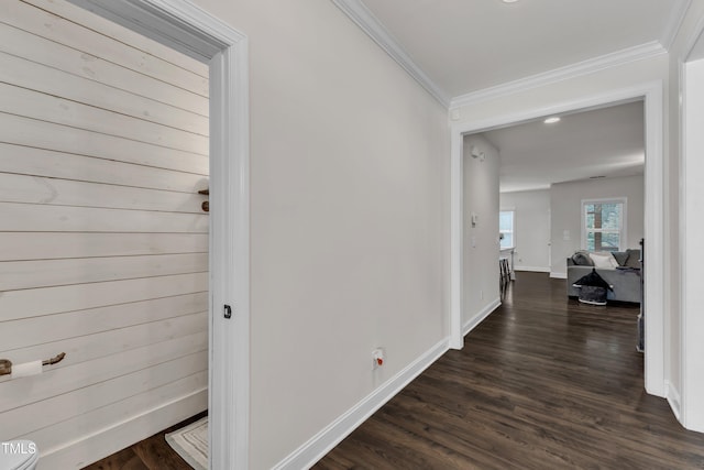 1725 River Club Way, Franklinton, NC 27525 - hallway featuring ornamental molding and dark wood-style floors
