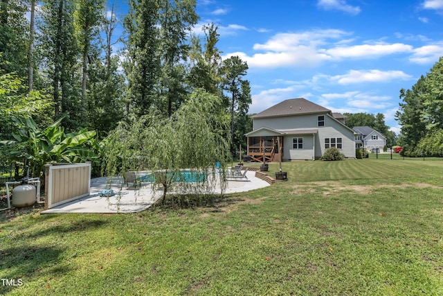 1725 River Club Way, Franklinton, NC 27525 - view of yard featuring a sunroom, a patio, and an outdoor pool
