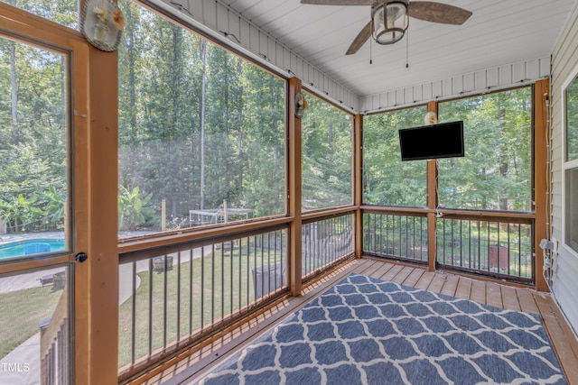 1725 River Club Way, Franklinton, NC 27525 - unfurnished sunroom featuring a ceiling fan