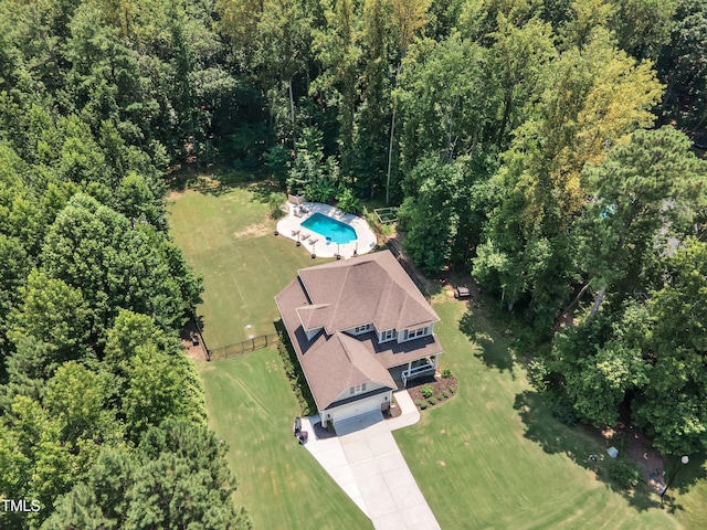 1725 River Club Way, Franklinton, NC 27525 - aerial view of property and surrounding area with a pool and a forest