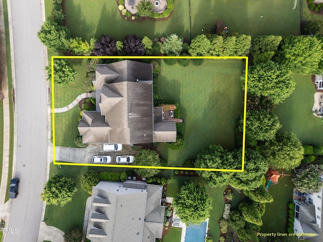 5005 Clyden Cv, Raleigh, NC 27612 - aerial overview of property's location featuring property boundaries highlighted