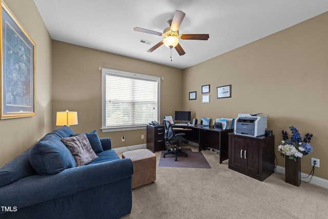 5005 Clyden Cv, Raleigh, NC 27612 - carpeted home office with ceiling fan and baseboards