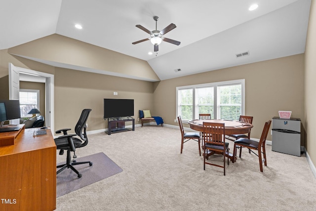 5005 Clyden Cv, Raleigh, NC 27612 - office space with a ceiling fan, carpet, vaulted ceiling, and recessed lighting