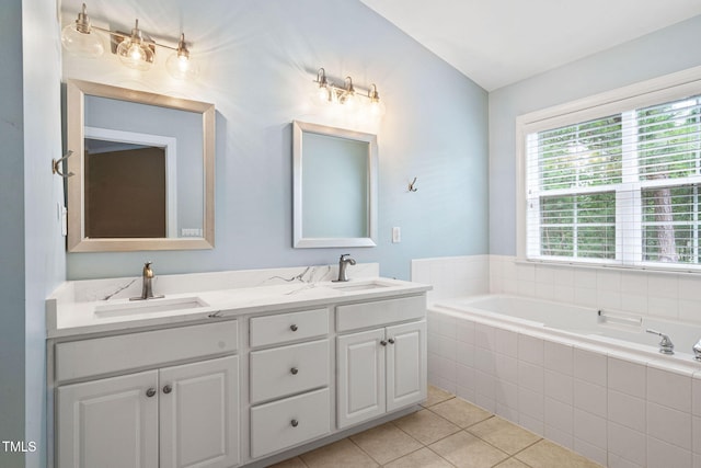 306 Kirkeenan Cir, Morrisville, NC 27560 - full bathroom featuring double vanity, tile patterned floors, and a bath