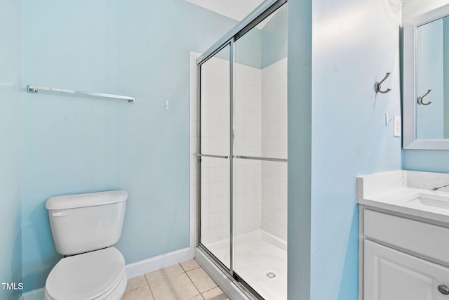 306 Kirkeenan Cir, Morrisville, NC 27560 - bathroom featuring vanity, a stall shower, and tile patterned flooring