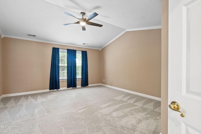 306 Kirkeenan Cir, Morrisville, NC 27560 - carpeted spare room featuring ceiling fan, crown molding, and vaulted ceiling