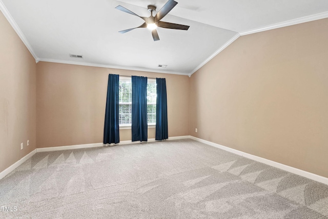 306 Kirkeenan Cir, Morrisville, NC 27560 - carpeted empty room featuring ceiling fan, ornamental molding, and lofted ceiling