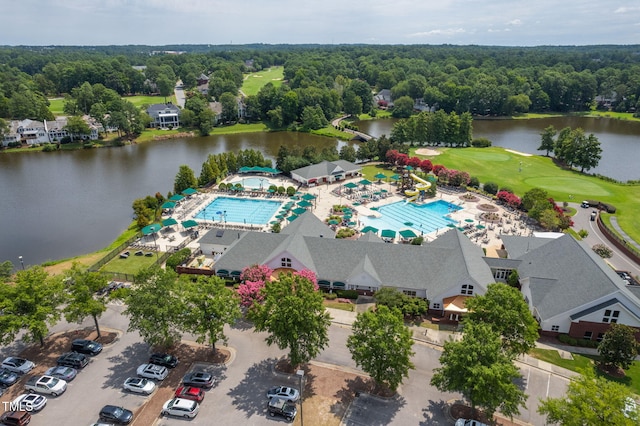 306 Kirkeenan Cir, Morrisville, NC 27560 - bird's eye view of a pool area and a large body of water