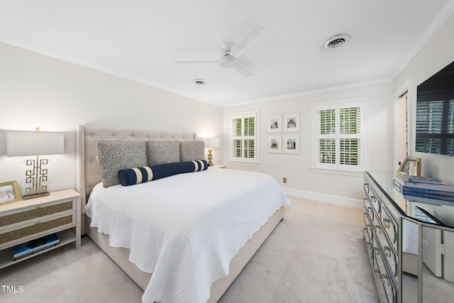 809 Blenheim Dr, Raleigh, NC 27612 - carpeted bedroom with ornamental molding and a ceiling fan