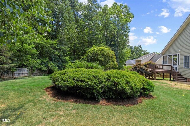 49 Brookridge Ct, Pittsboro, NC 27312 - view of yard with a deck and stairs